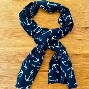Matinique Navy Blue Anchor Print Scarf - Nautical Style Accessory
